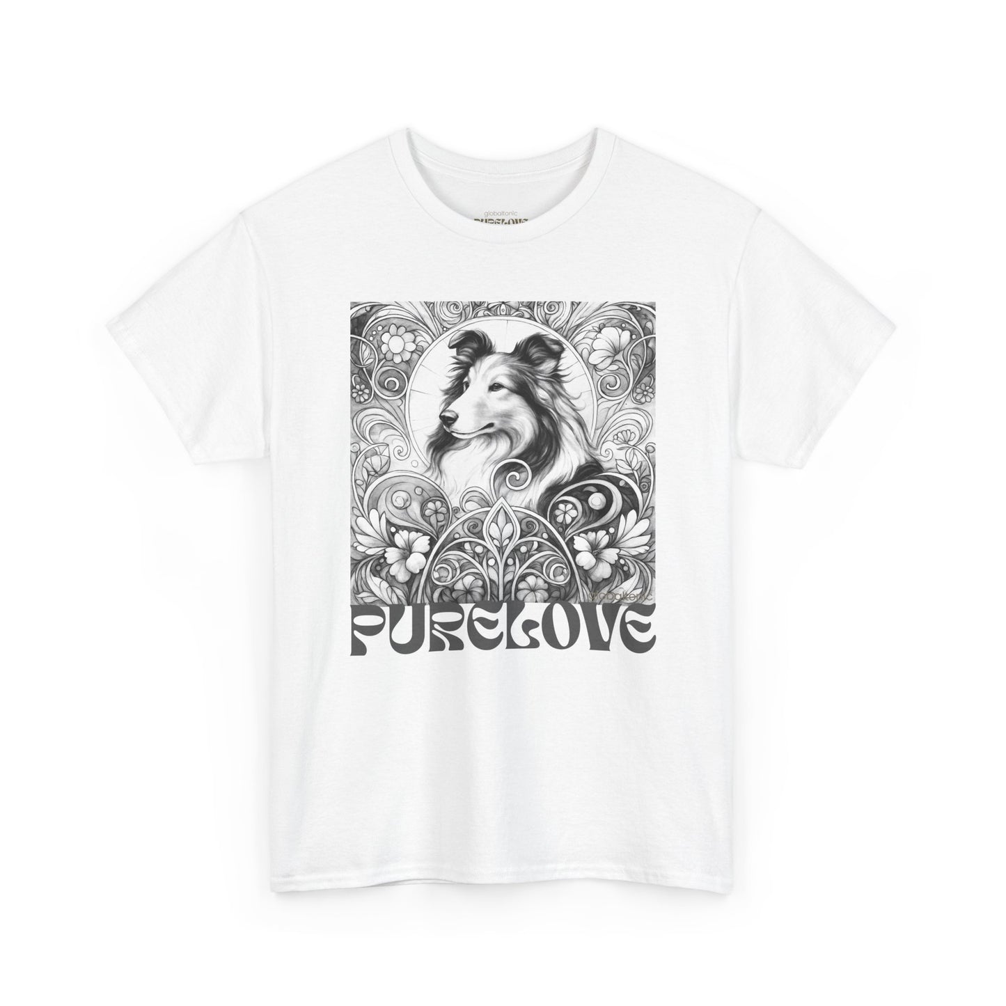Collie Vintage Unisex Cotton Tee for Dog Lovers (Black & White)