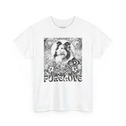 Collie Vintage Unisex Cotton Tee for Dog Lovers (Black & White)