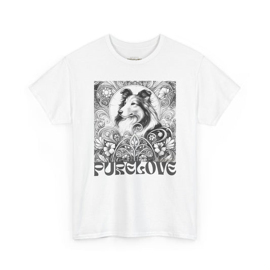 Collie Vintage Unisex Cotton Tee for Dog Lovers (Black & White)