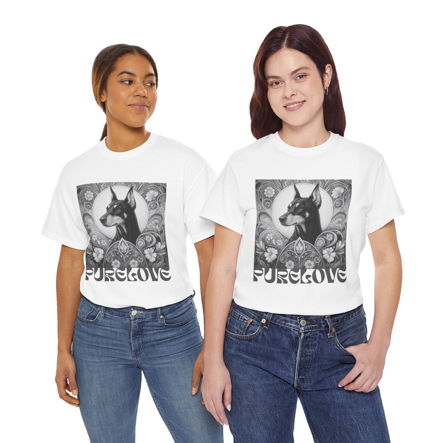 Doberman Vintage Unisex Cotton Tee for Dog Lovers (Black & White)