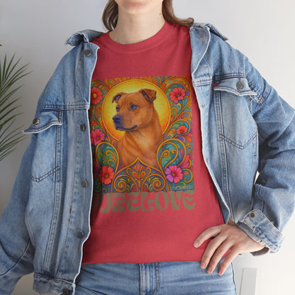 Staffy Tan Vintage Graphic T-Shirt – Unisex Cotton Tee for Dog Lovers