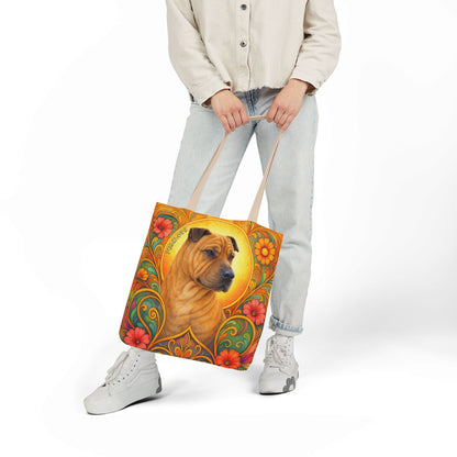 Shar Pei All-Over Print Canvas Tote Bag – Colourful Artistic Dog Lover Gift