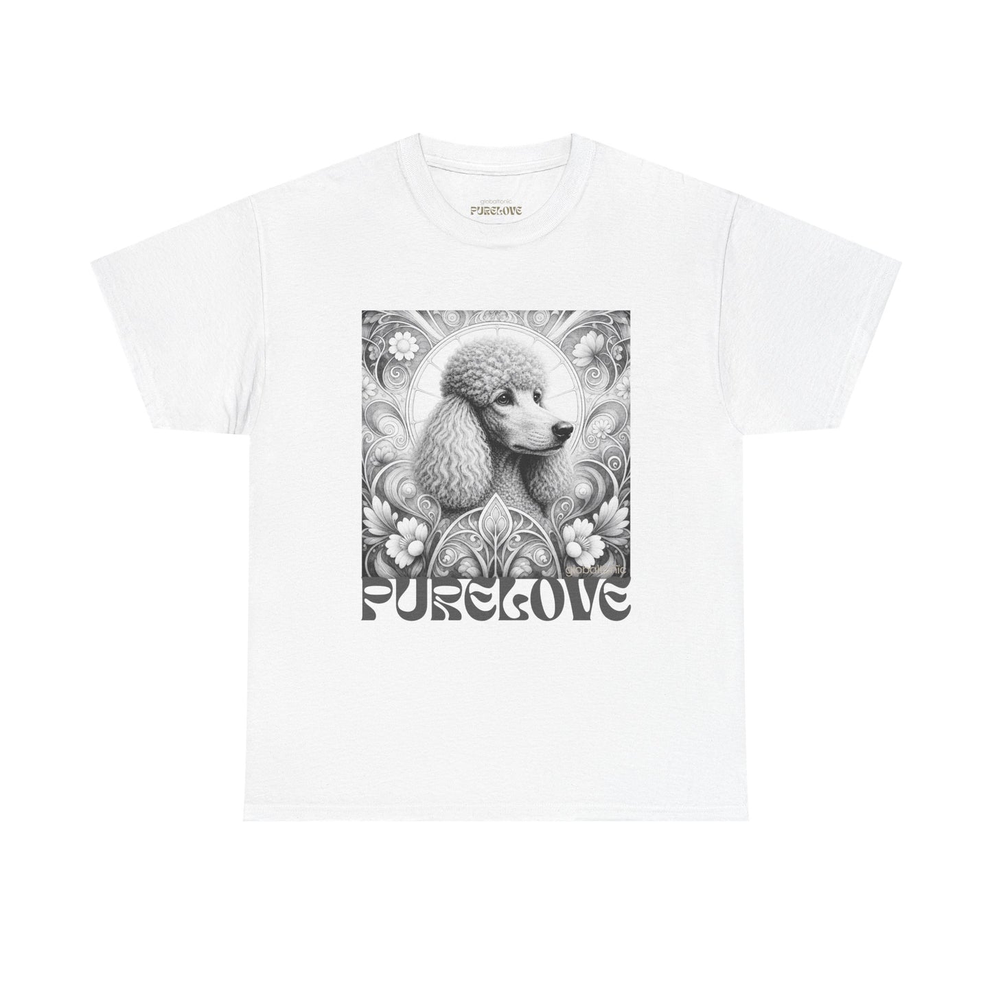 Poodle Grey Vintage Unisex Cotton Tee for Dog Lovers (Black & White)