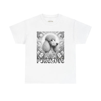 Poodle Grey Vintage Unisex Cotton Tee for Dog Lovers (Black & White)