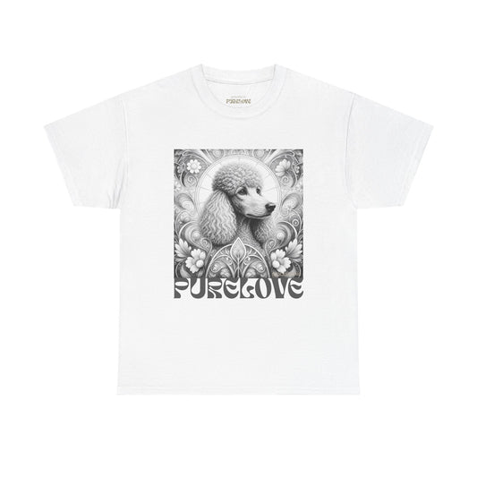 Poodle Grey Vintage Unisex Cotton Tee for Dog Lovers (Black & White)