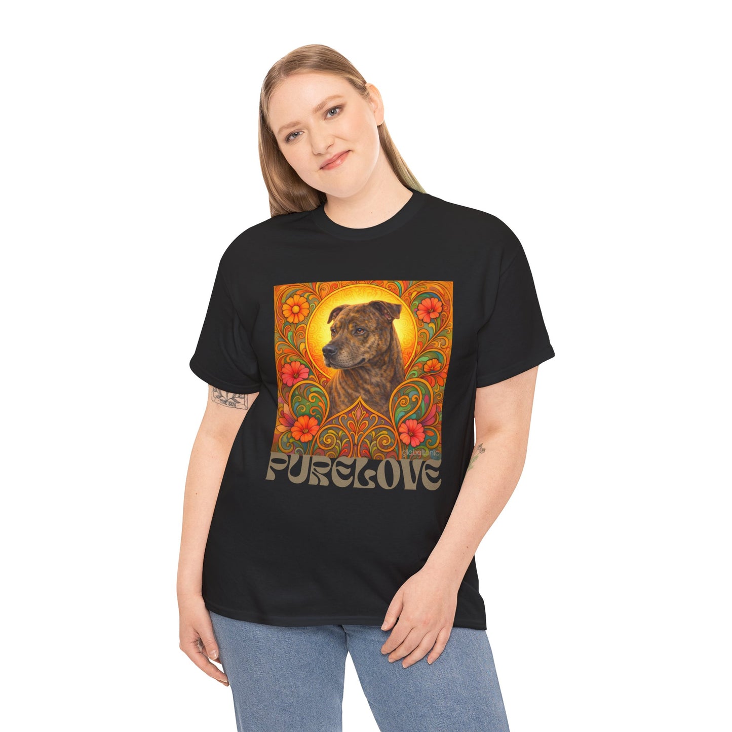 Staffy Brown Brindle Vintage Graphic T-Shirt – Unisex Cotton Tee for Dog Lovers