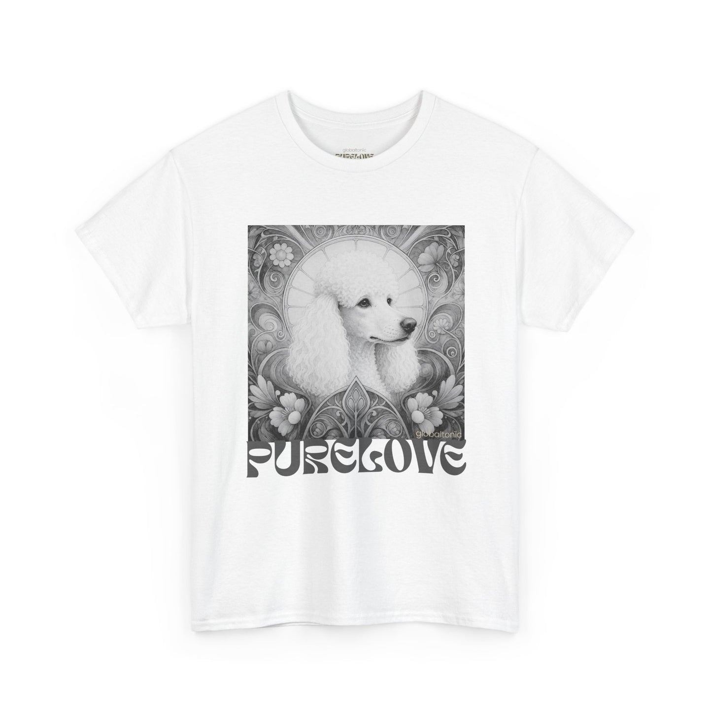 Poodle White Vintage Unisex Cotton Tee for Dog Lovers (Black & White)