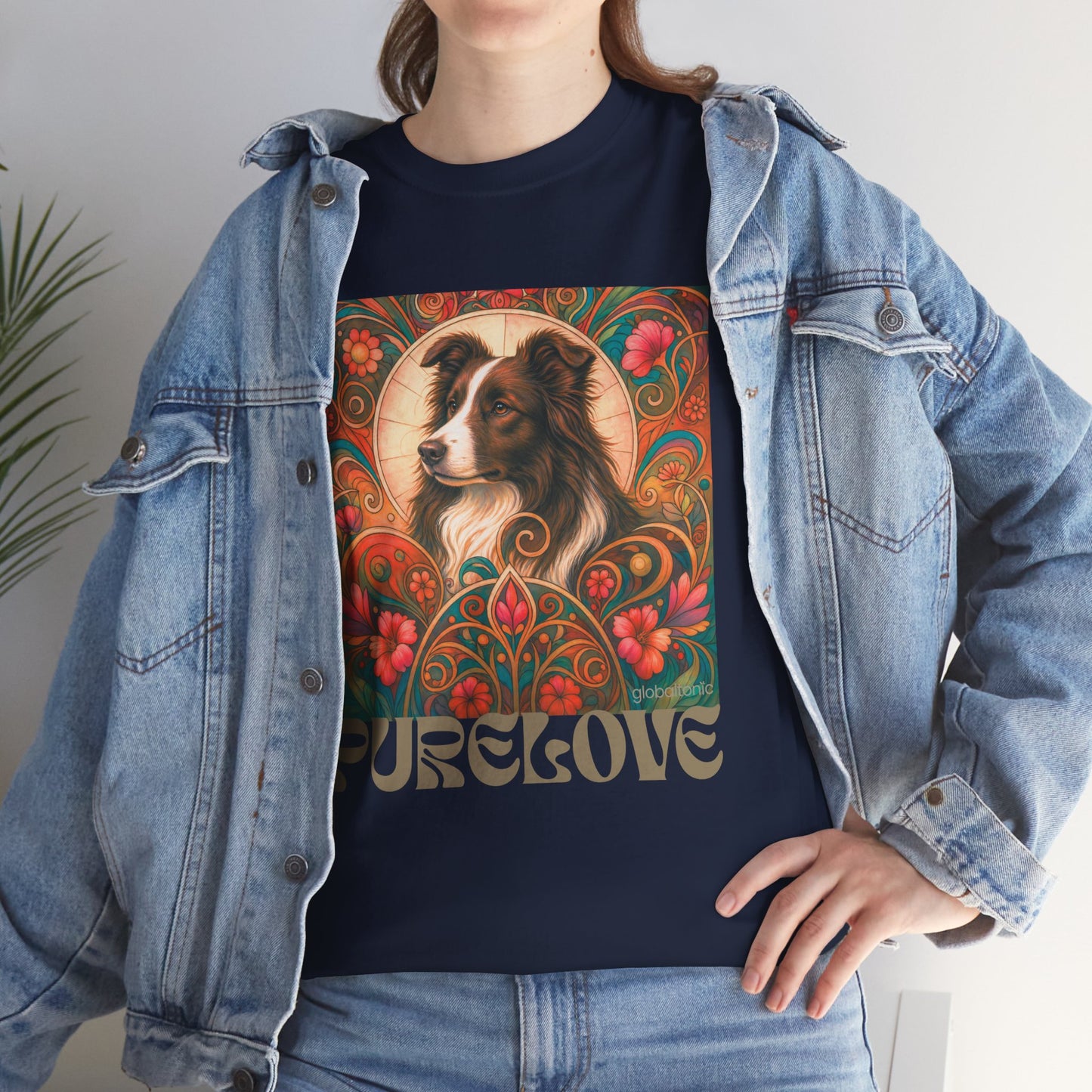 Border Collie (Chocolate & White) Vintage Graphic T-Shirt – Unisex Cotton Tee for Dog Lovers