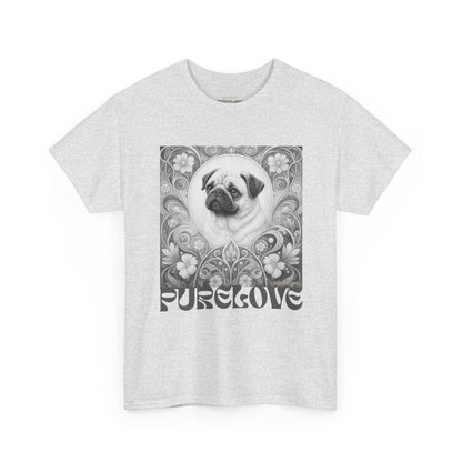 Pug Tan Vintage Unisex Cotton Tee for Dog Lovers (Black & White T-Shirt)