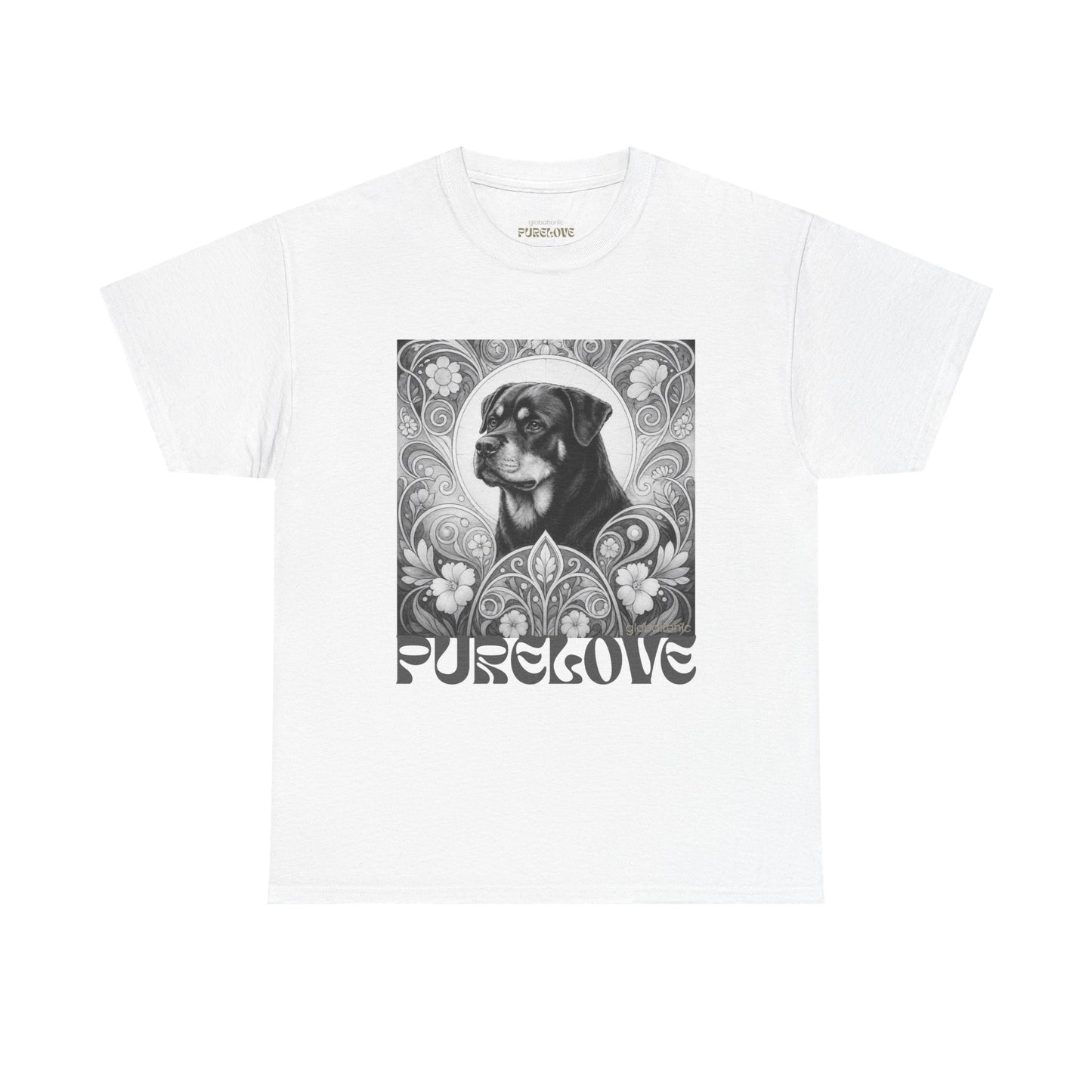 Rottweiler Buddha Vintage Unisex Cotton Tee for Dog Lovers (Black & White T-Shirt)