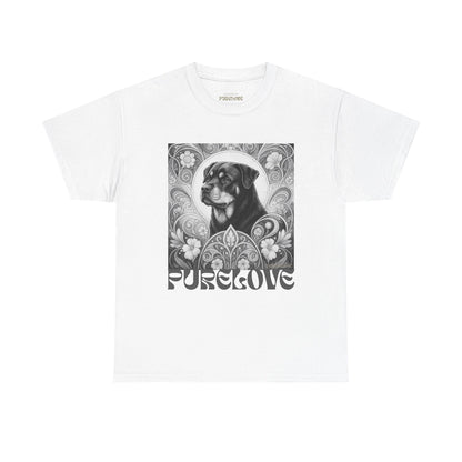 Rottweiler Buddha Vintage Unisex Cotton Tee for Dog Lovers (Black & White T-Shirt)