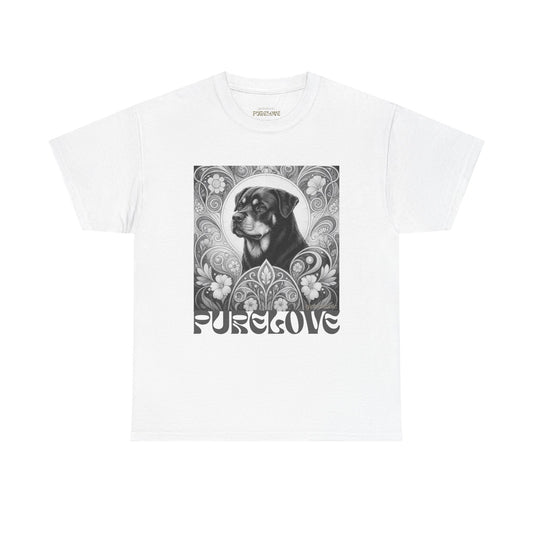 Rottweiler Buddha Vintage Unisex Cotton Tee for Dog Lovers (Black & White T-Shirt)