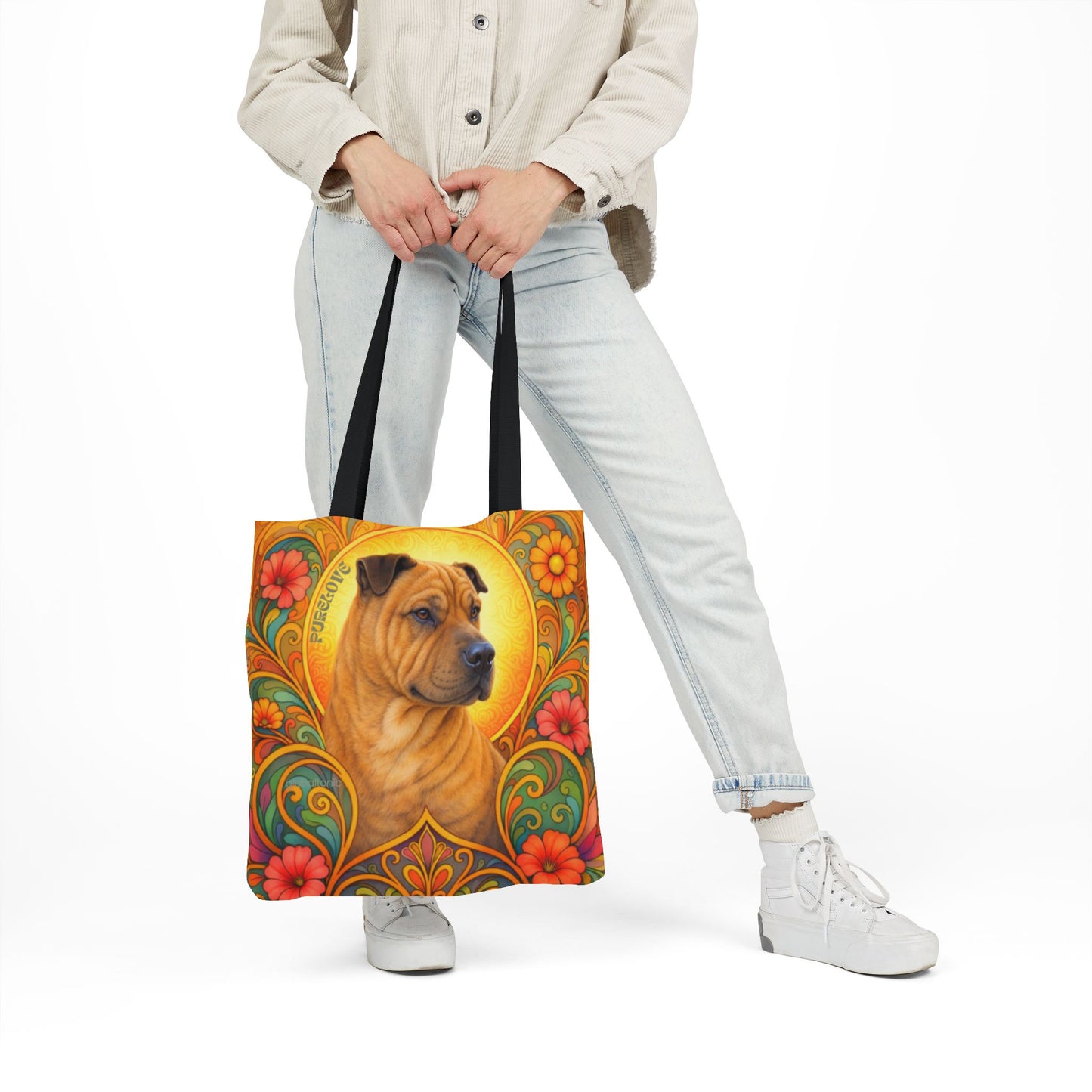 Shar Pei All-Over Print Canvas Tote Bag – Colourful Artistic Dog Lover Gift
