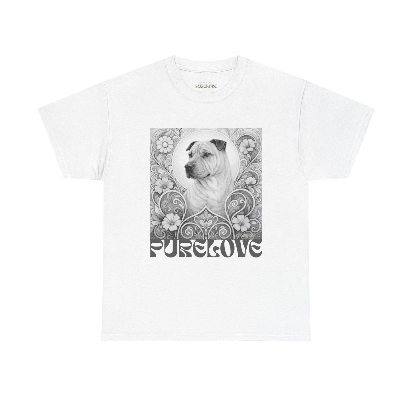 Shar Pei Vintage Graphic T-Shirt – Unisex Cotton Tee for Dog Lovers (Black & White)