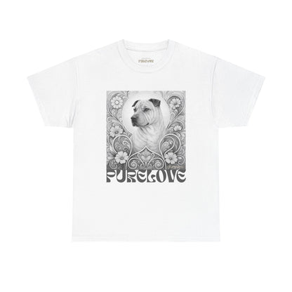 Shar Pei Vintage Graphic T-Shirt – Unisex Cotton Tee for Dog Lovers (Black & White)