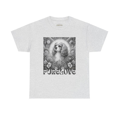Cavalier King Charles Spaniel Vintage Unisex Cotton Tee for Dog Lovers (Black & White)