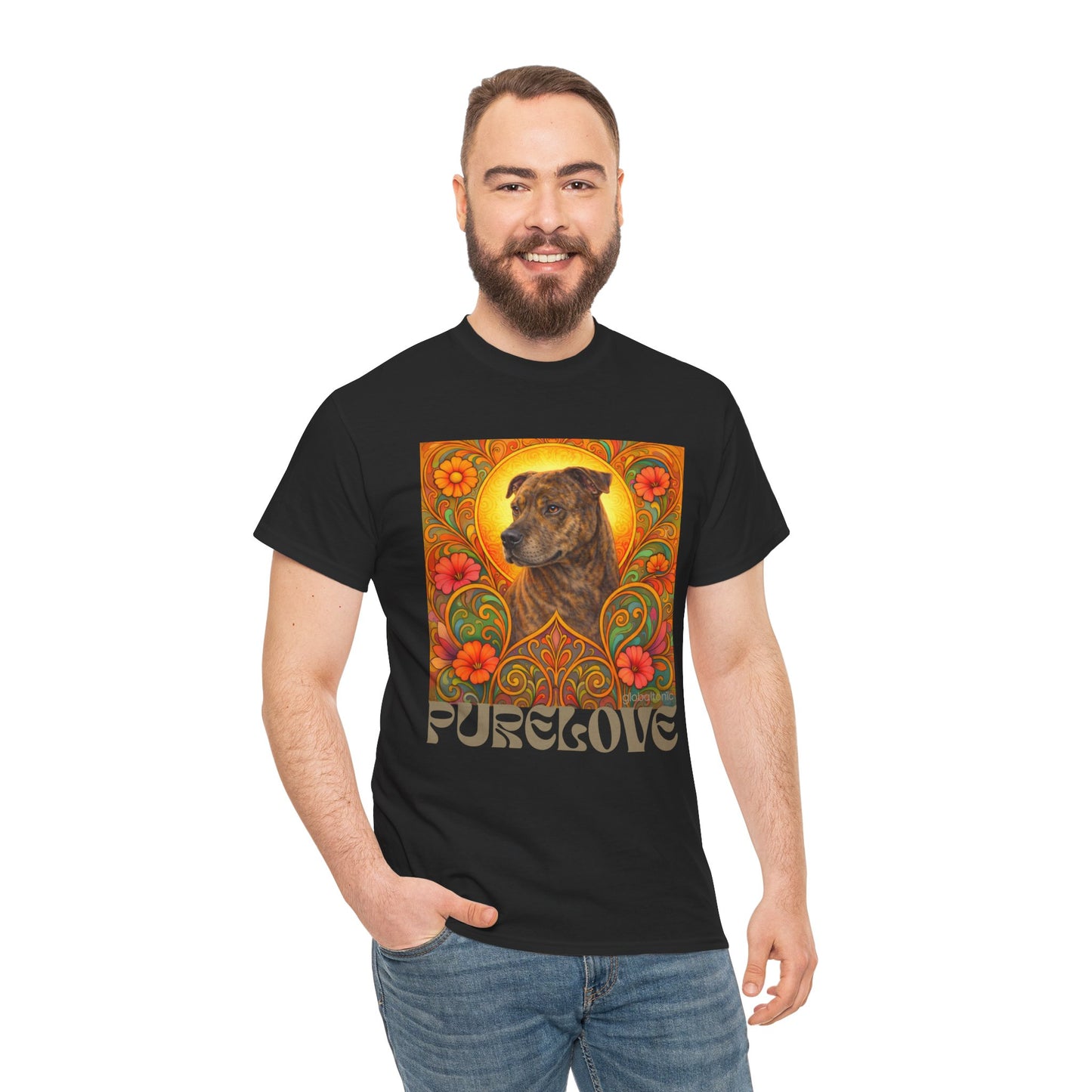 Staffy Brown Brindle Vintage Graphic T-Shirt – Unisex Cotton Tee for Dog Lovers