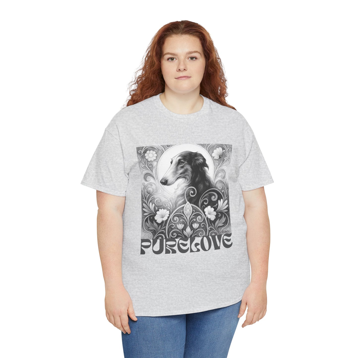 Borzoi Vintage Unisex Cotton Tee for Dog Lovers (Black & White)