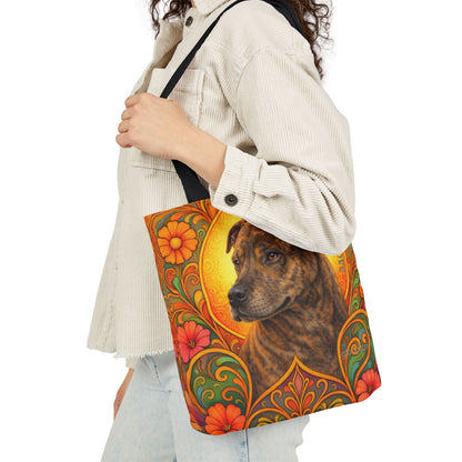 Staffy Brown All-Over Print Canvas Tote Bag – Colourful Artistic Dog Lover Gift
