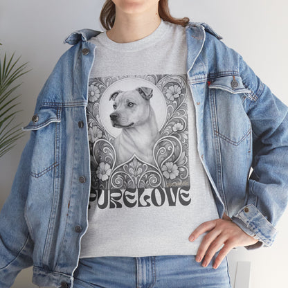 Staffy Tan Vintage Graphic T-Shirt – Unisex Cotton Tee for Dog Lovers (Black & White)