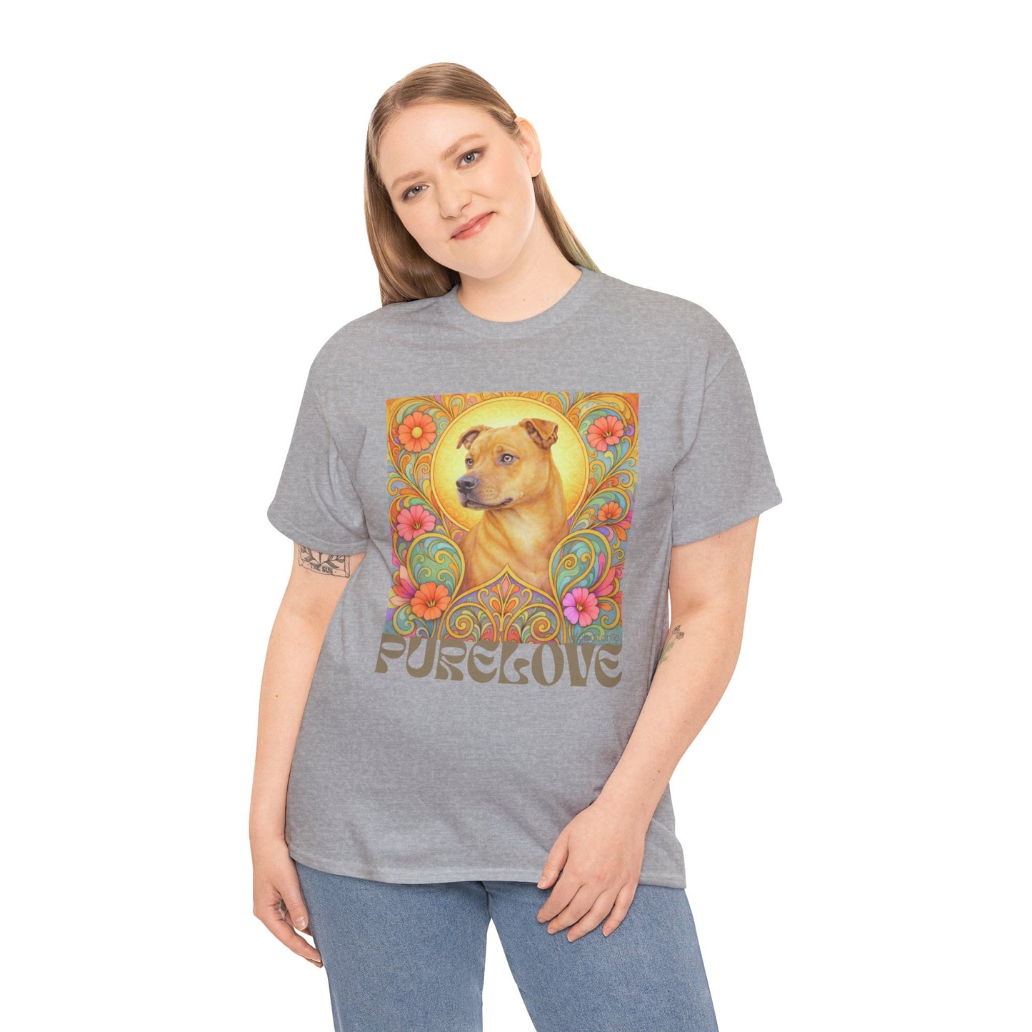 Staffy Tan Vintage Graphic T-Shirt – Unisex Cotton Tee for Dog Lovers