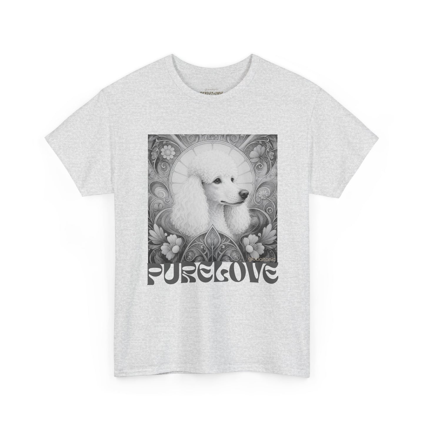 Poodle White Vintage Unisex Cotton Tee for Dog Lovers (Black & White)