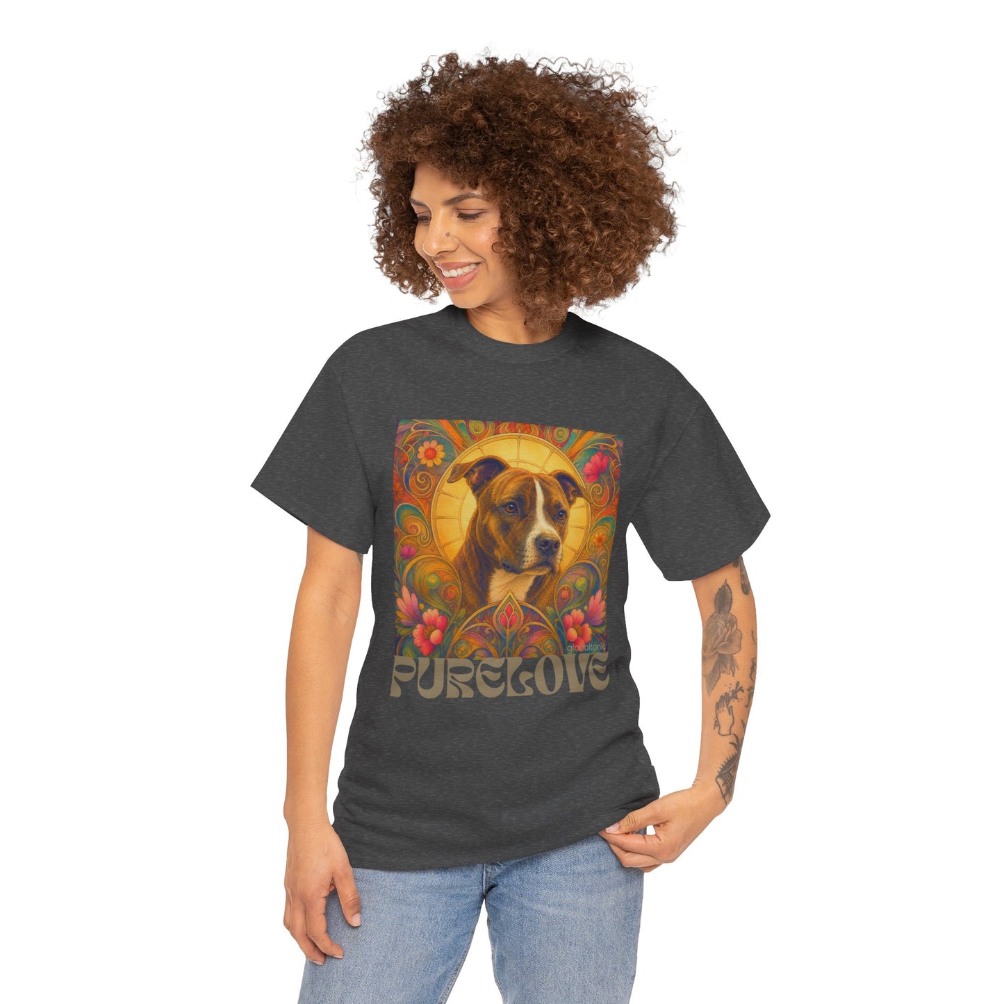 Staffy (Coco) Bull Terrier Vintage Unisex Cotton Tee for Dog Lovers