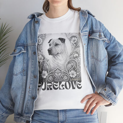 Shar Pei Vintage Graphic T-Shirt – Unisex Cotton Tee for Dog Lovers (Black & White)