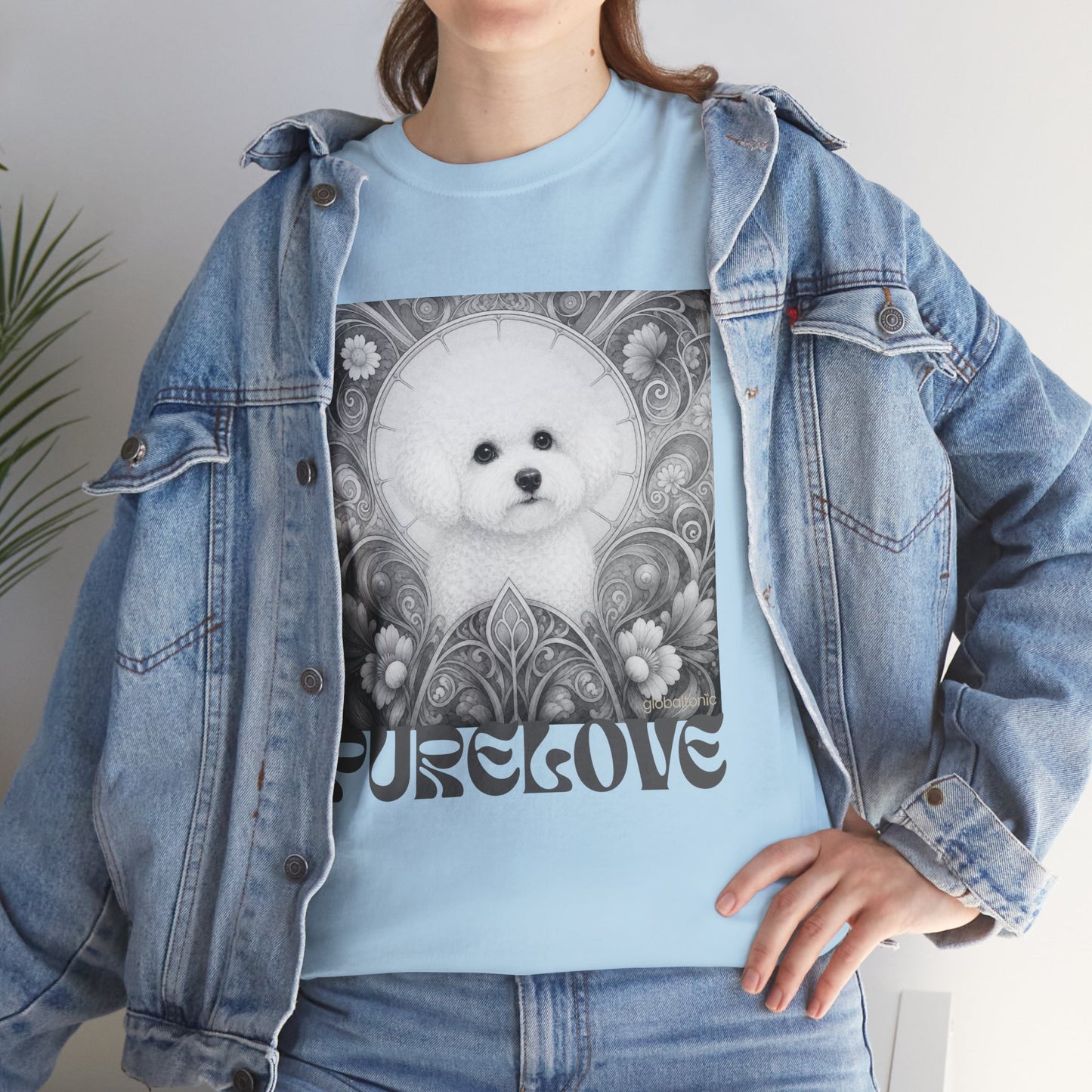 Bichon Frise Vintage Unisex Cotton Tee for Dog Lovers (Black & White)