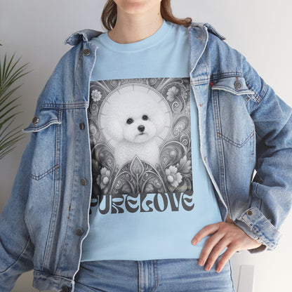 Bichon Frise Vintage Unisex Cotton Tee for Dog Lovers (Black & White)