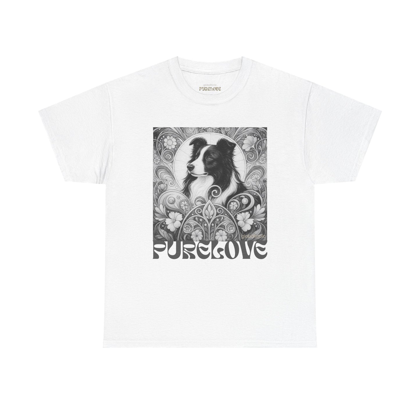 Border Collie Vintage Unisex Cotton Tee for Dog Lovers (Black & White)