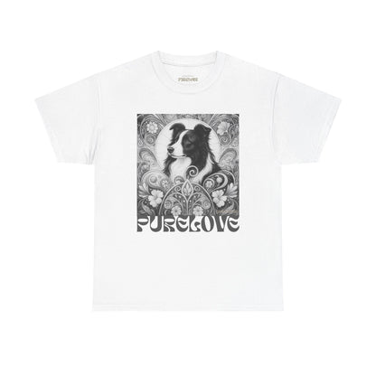 Border Collie Vintage Unisex Cotton Tee for Dog Lovers (Black & White)