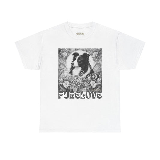 Border Collie Vintage Unisex Cotton Tee for Dog Lovers (Black & White)