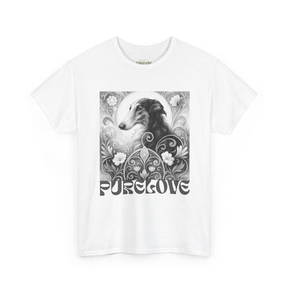 Borzoi Vintage Unisex Cotton Tee for Dog Lovers (Black & White)