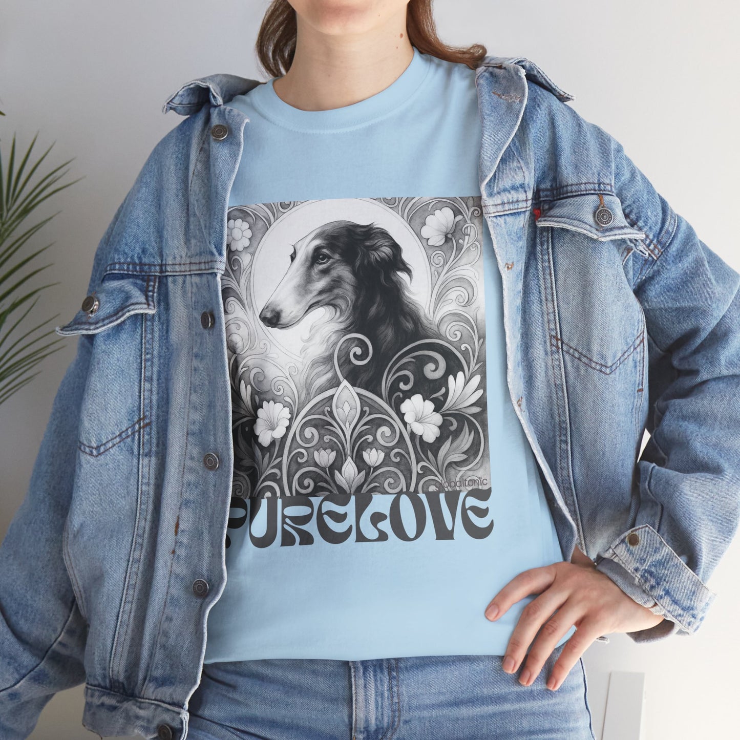 Borzoi Vintage Unisex Cotton Tee for Dog Lovers (Black & White)
