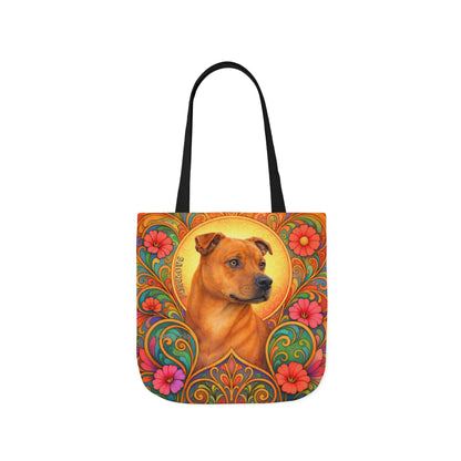 Staffy Tan All-Over Print Canvas Tote Bag – Colourful Artistic Dog Lover Gift