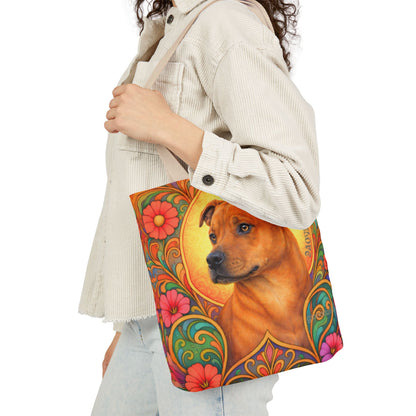 Staffy Tan All-Over Print Canvas Tote Bag – Colourful Artistic Dog Lover Gift