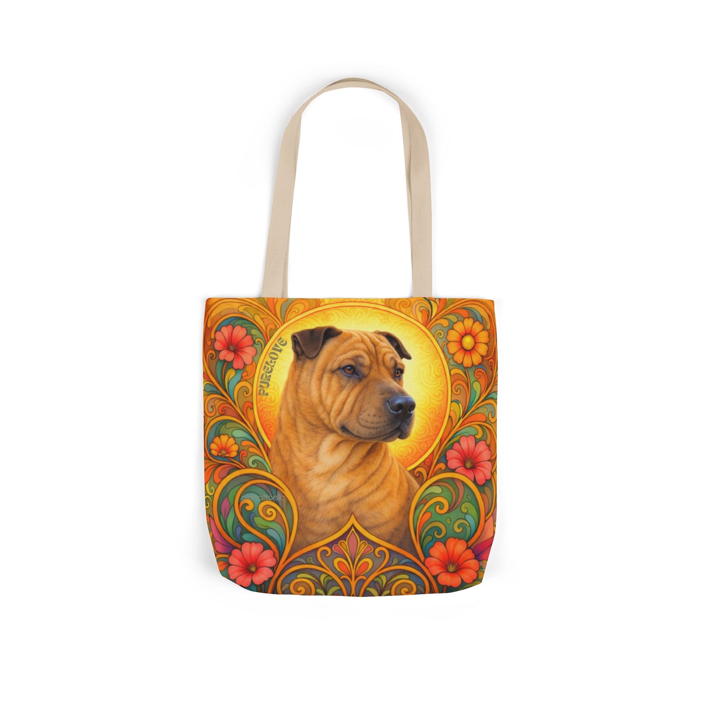 Shar Pei All-Over Print Canvas Tote Bag – Colourful Artistic Dog Lover Gift
