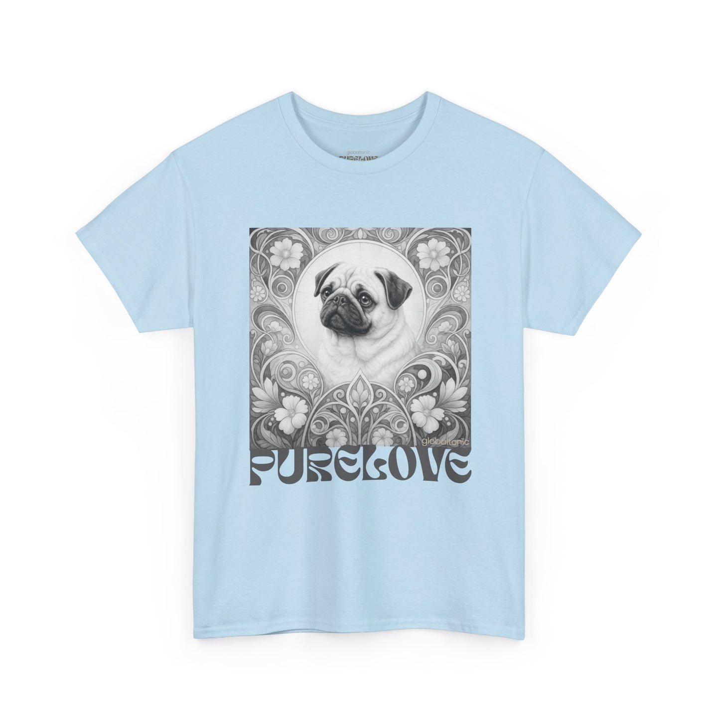 Pug Tan Vintage Unisex Cotton Tee for Dog Lovers (Black & White T-Shirt)