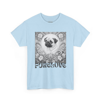 Pug Tan Vintage Unisex Cotton Tee for Dog Lovers (Black & White T-Shirt)