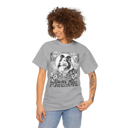 Collie Vintage Unisex Cotton Tee for Dog Lovers (Black & White)