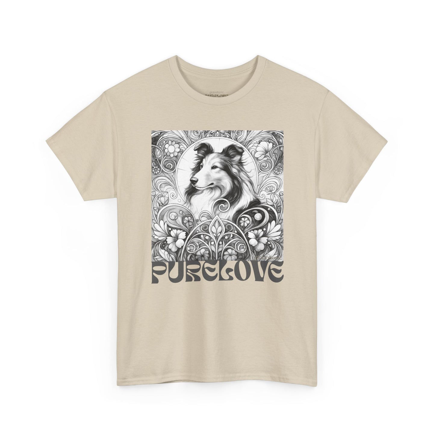 Collie Vintage Unisex Cotton Tee for Dog Lovers (Black & White)