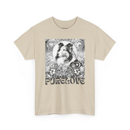 Collie Vintage Unisex Cotton Tee for Dog Lovers (Black & White)