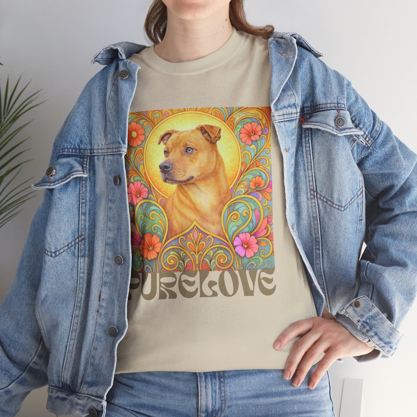 Staffy Tan Vintage Graphic T-Shirt – Unisex Cotton Tee for Dog Lovers