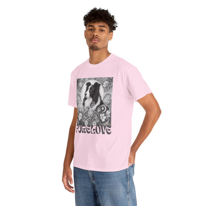 Border Collie Vintage Unisex Cotton Tee for Dog Lovers (Black & White)