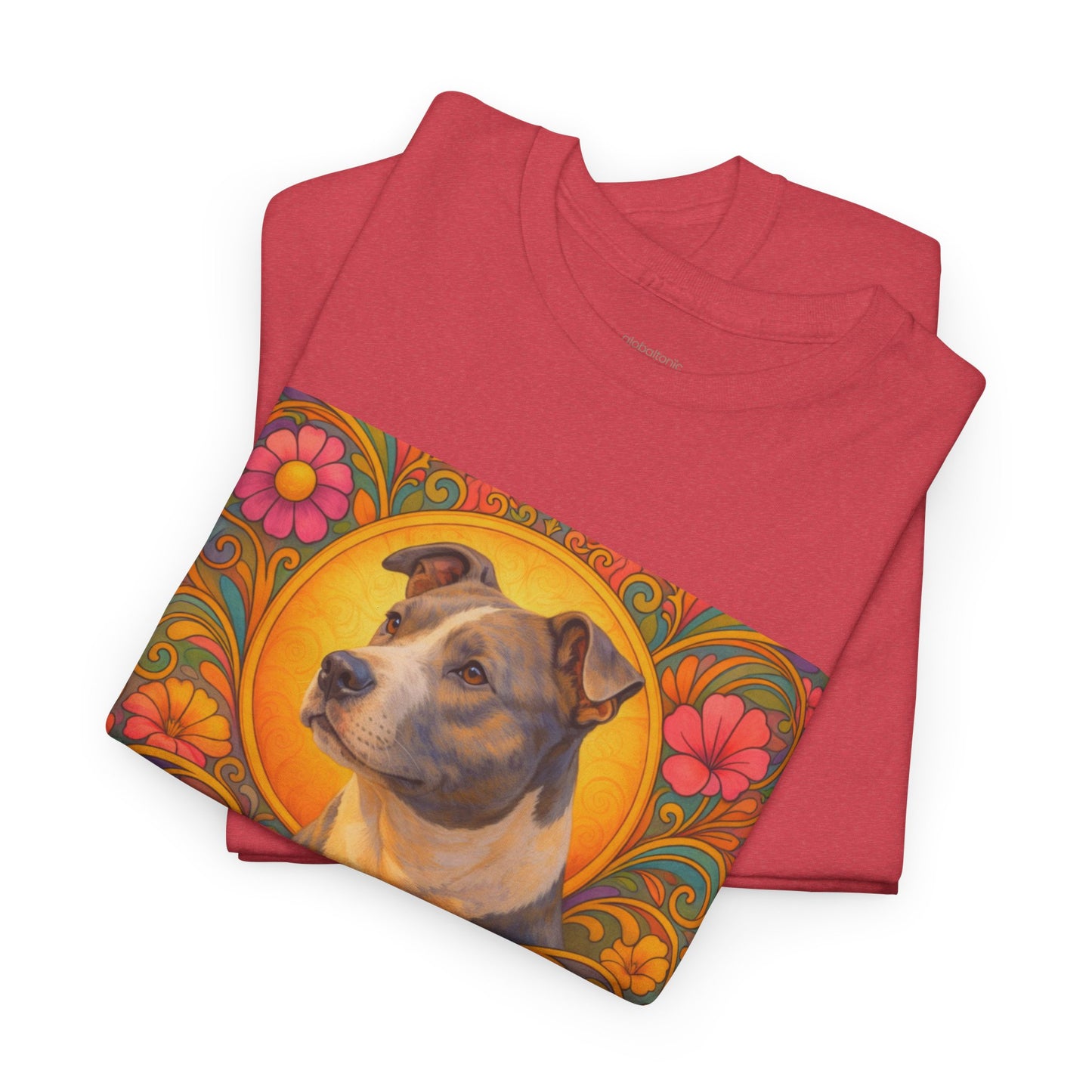 Staffy Grey & White Vintage Graphic T-Shirt – Unisex Cotton Tee for Dog Lovers