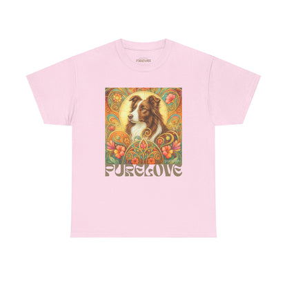 Border Collie (Chocolate & White) Vintage Graphic T-Shirt – Unisex Cotton Tee for Dog Lovers