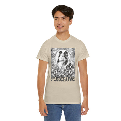 Collie Vintage Unisex Cotton Tee for Dog Lovers (Black & White)