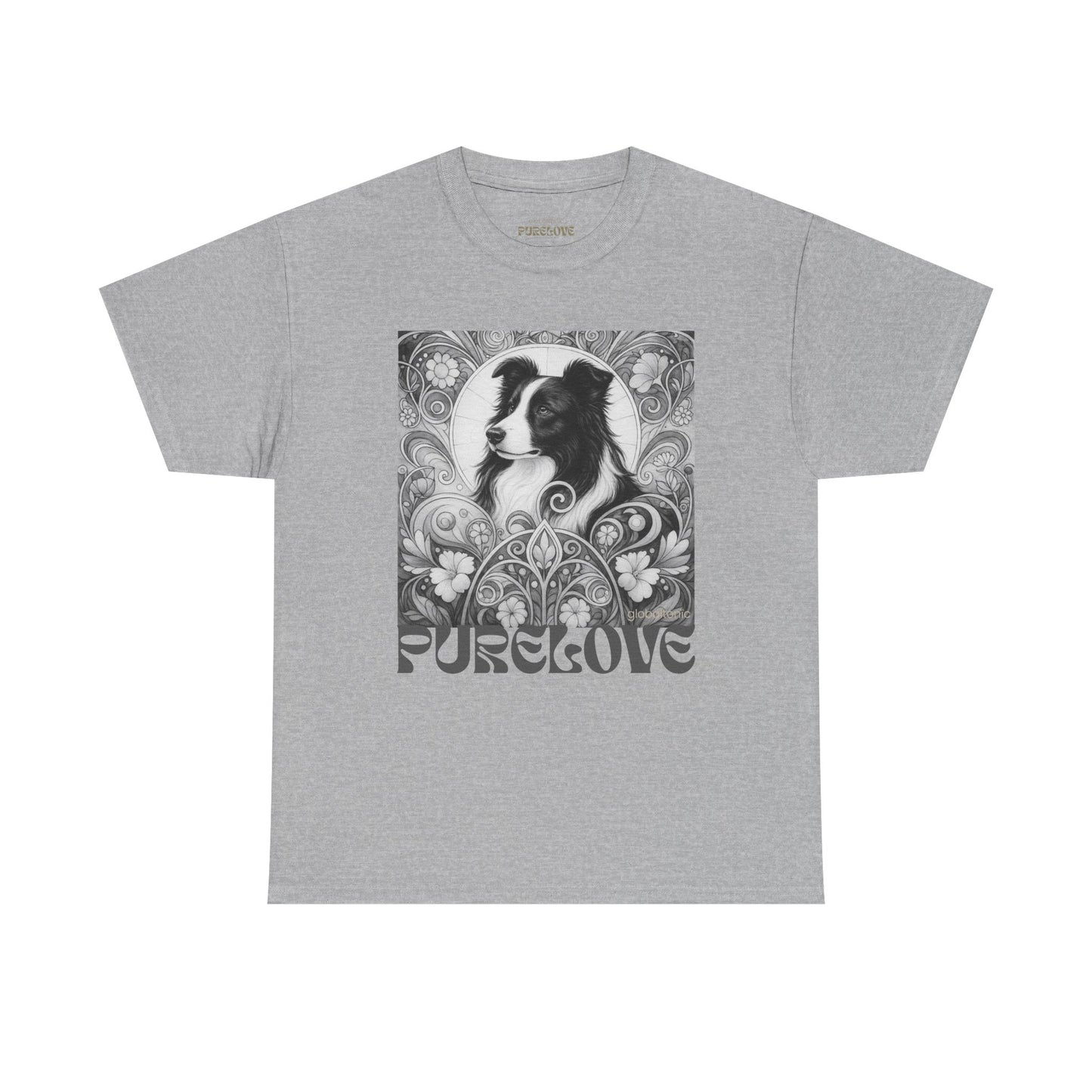 Border Collie Vintage Unisex Cotton Tee for Dog Lovers (Black & White)