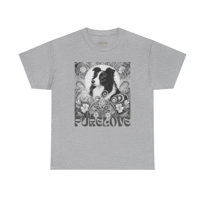 Border Collie Vintage Unisex Cotton Tee for Dog Lovers (Black & White)